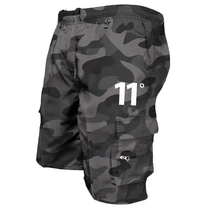 Outdoor Cargo Shorts Male Overalls Elastic Waist Cycling Shorts Multi-pockets Loose Work Shorts Beach Sport Printed Trousers - 3KDyn